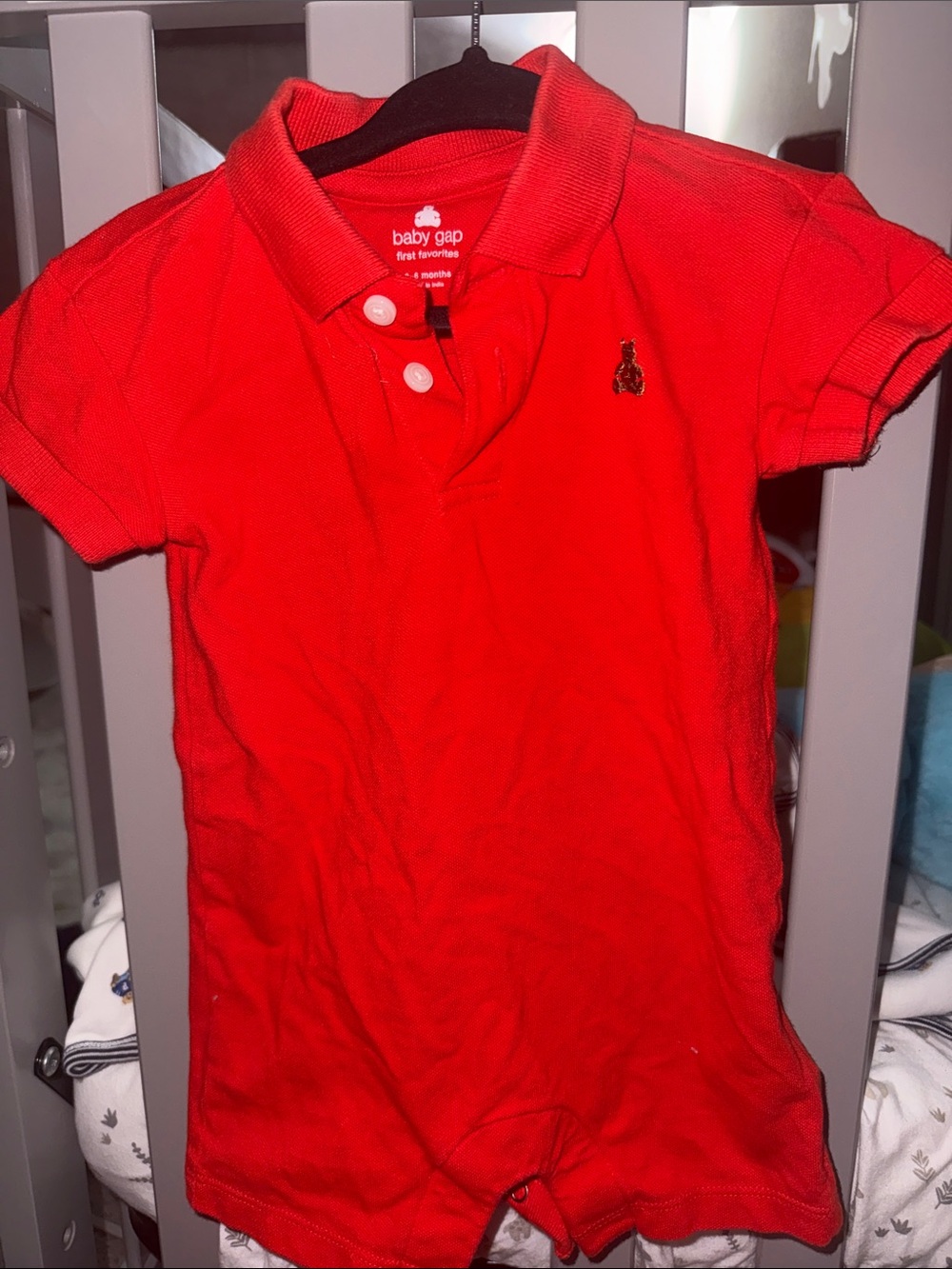 GAP Bright Red Baby Polo Romper